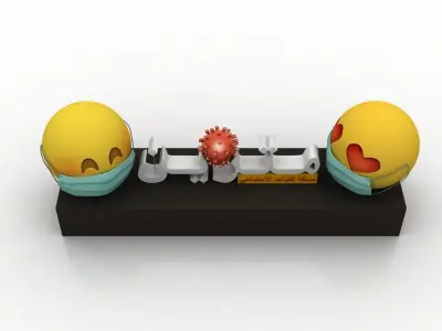 Social Distancing model for coronavirus  Low-poly 3D model