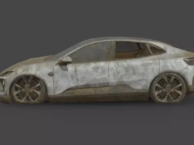 Abandoned Car - Polestar 4 Low-poly 3D model