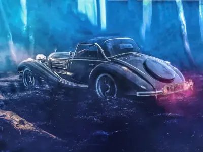 Vintage Cabriolet Vehicle Low-poly 3D model