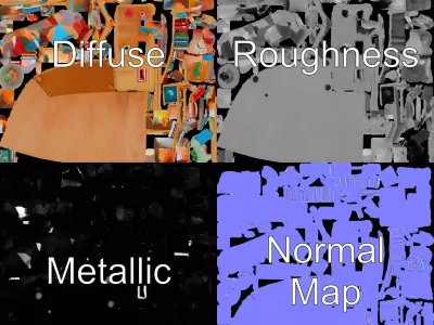 Colorful Wooden Bookshelf Model Pack with Accessories Low-poly 3D model