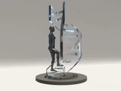 Sculpture person on spiral staircase Free 3D model