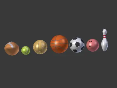 Cartoon Balls Low-poly 3D model