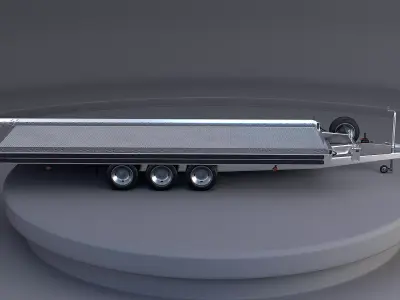 Three-axle Car Trailer 3D model