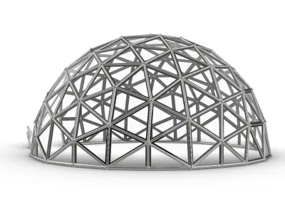 Geodesic Dome Large with Frame and Panels and Entryway 3D model
