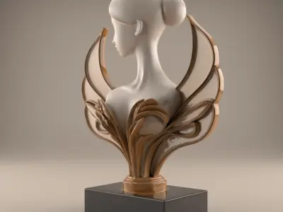 Elegant Woman Bust STL Modern Art 3D Print for Decor 3D print model