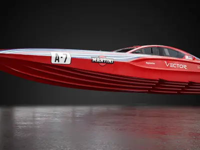 High Quality Vector V40R Martini x Porsche offshore powerboat 3D model
