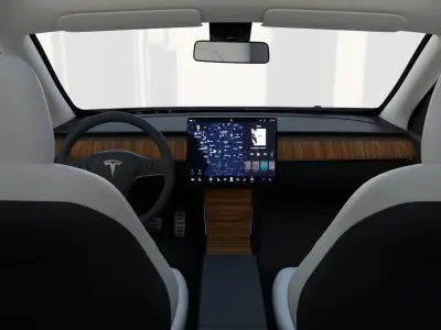 Tesla Model Y AWD White with interior and chassis 3D model