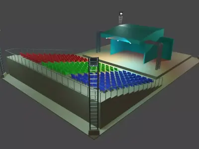 Arena auditorium with seats and stage Free low-poly 3D model