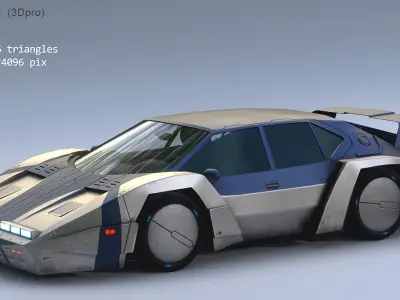 3Dpro CAR scifi 2 Low-poly 3D model