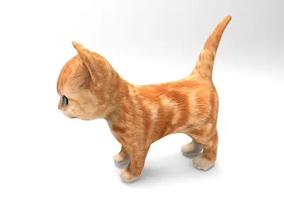 3D Cute Cat Model Low poly  Low-poly 3D model