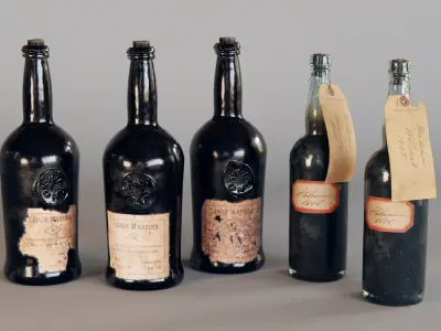 old wine bottles 3D model