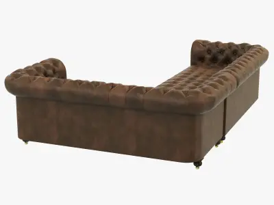Restoration Hardware Cambridge Leather Customizable Sectional 3D model