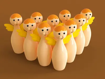 Cartoon Angel Bowling And Ball Bowling  Low-poly 3D model