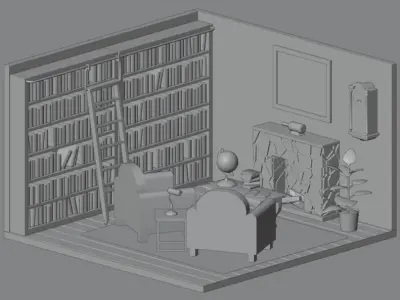 Living room Low-poly 3D model