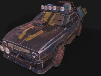 CAR12 old car with gun Low-poly 3D model