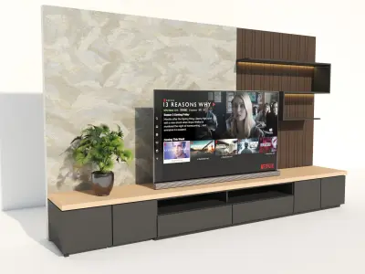 Tv Wall Modern Low-poly 3D model