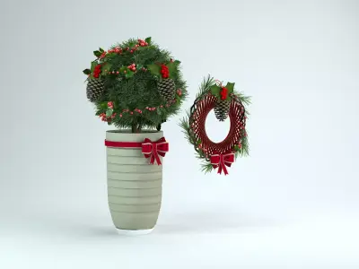 Christmas - Round Plant Pot 3D Model 3D model