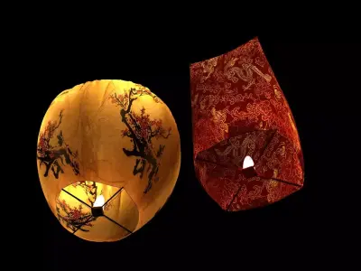 Chinese sky lantern  Low-poly 3D model purchase