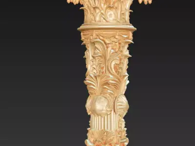 Ornate Corinthian Column - Royal Decorative Sculpture Pedestal 3D print model