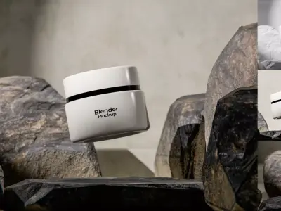 Floating Elegance Minimal Beauty Jar Mockup Low-poly 3D model