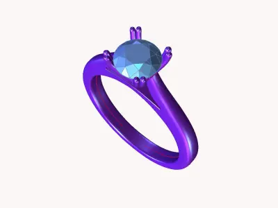 aj-04 solitaire diamond engagement ring 3D print model