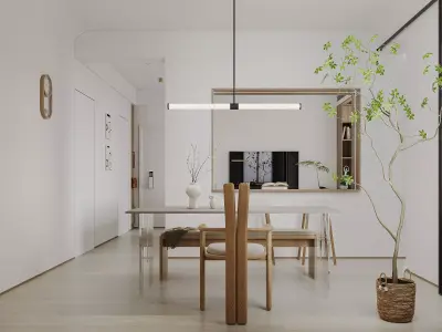 Modern living room dining room interior scenes 412 3D model