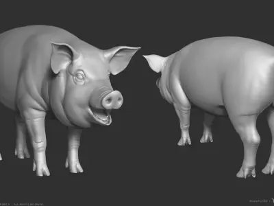 Pig - Highpoly Sculpture 3D model