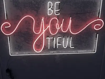 Neon Sign Bea You Tiful 3D model