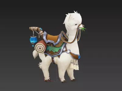 Horses that eat grass Low-poly 3D model