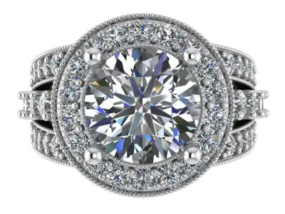 Round Halo Luxury Ring 0244 3D print model