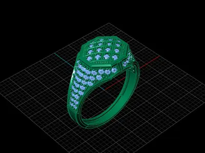 Print Ready STL 3DM  Gents Rings Diamond Men Ring  3D print model 20