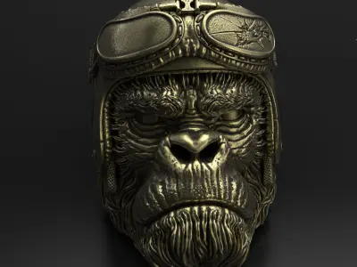 Animal ring jewelry Biker Monkey vol1  3D print model