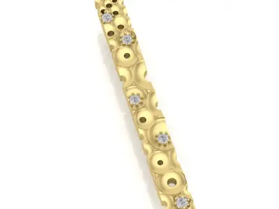 Elegant Gold Pendant with 2mm Gems 3D print model