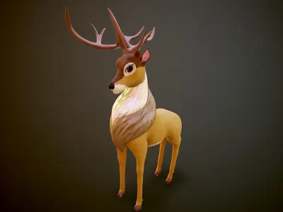 cartoon deer Low-poly 3D model