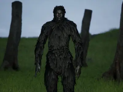 Hairy Beast Rigged - 4K PBR UE4 UE5 Asset Free low-poly 3D model