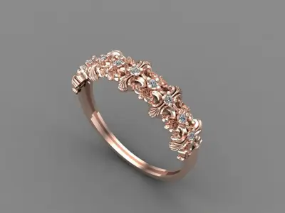 Women Ring Diamond Stone STL 3DM Lightweight Printable 3D print model 43