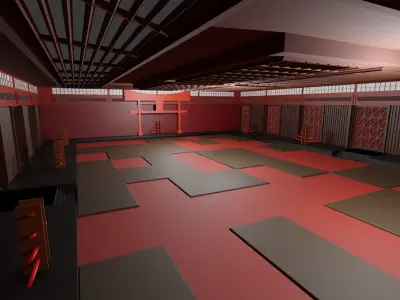 Dojo Fighting Hall Low-poly 3D model