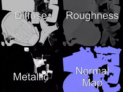 White Executive Chair model pack Low-poly 3D model