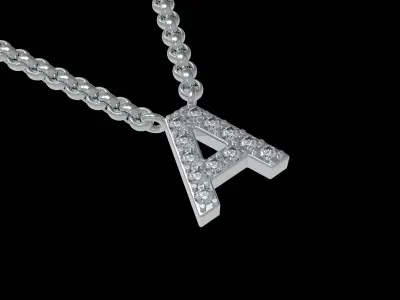  Initial Letter A Pendant Necklace 3D print model