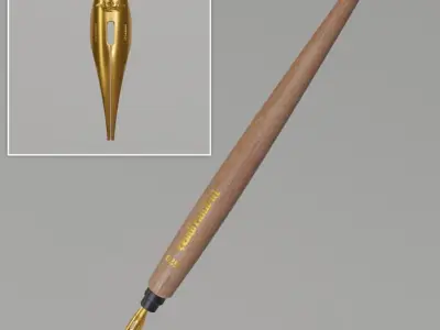 Feather Fountain Pen Realistic Feathers Game Ready Support  4k 3D model