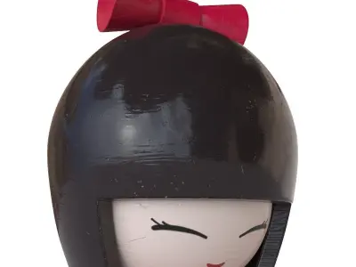 Kokeshi Japanese doll Low-poly 3D model