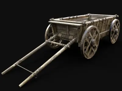 CART WAGON HORSE CAR CARGO WOODEN MEDIEVAL PACK COLLECTION