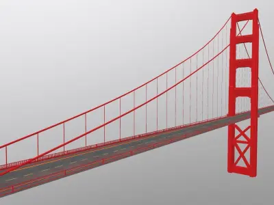 Golden Gate Bridge for AR-VR-Metaverse-Mix Reality  Low-poly 3D model