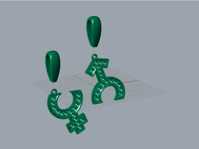 female male symbol gold pendant jp0022 3D print model