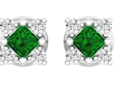 AV 292 Diamond Ladies Square Shape Stud Earrings 3D print model