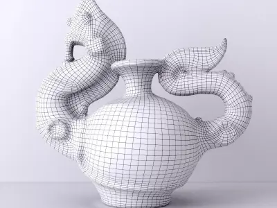 Antique Thai Dragon Motif Pot 3D model