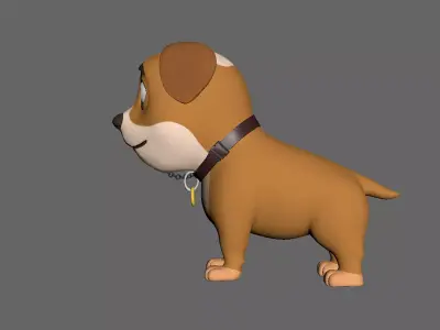 Stylized Bulldog 3D Model - Game-Ready PBR Character Low-poly 3D model