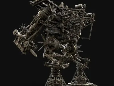 MECH GIANT ROBOT SIEGE ENGINE MACHINE WAR CONSTRUCTION MECHA Low-poly 3D model