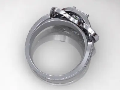Twist Bend Halo Wedding Ring 3D print model
