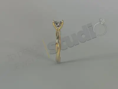 Luxury engagement solitaire rope ring 3d model 3D print model